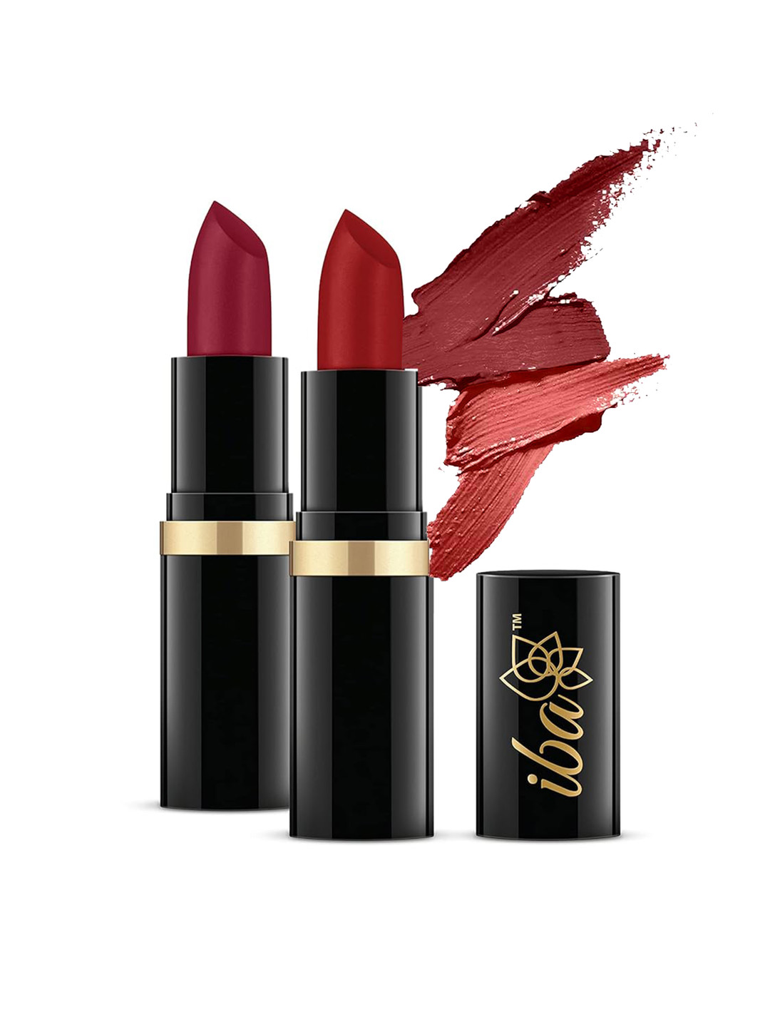 Iba Set Of 2 Pure Lips Moisture Rich Lipstick- 4 g Each- A66 Red Glam & A68 Mystery Red
