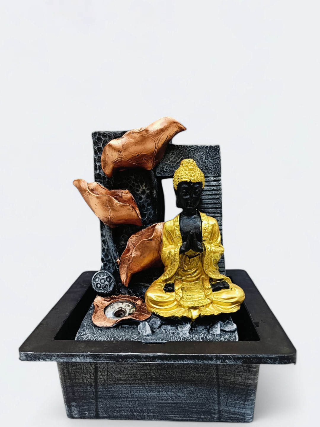 SANKALAN CREATIONS Black & Gold Toned Buddha Figurine Showpiece