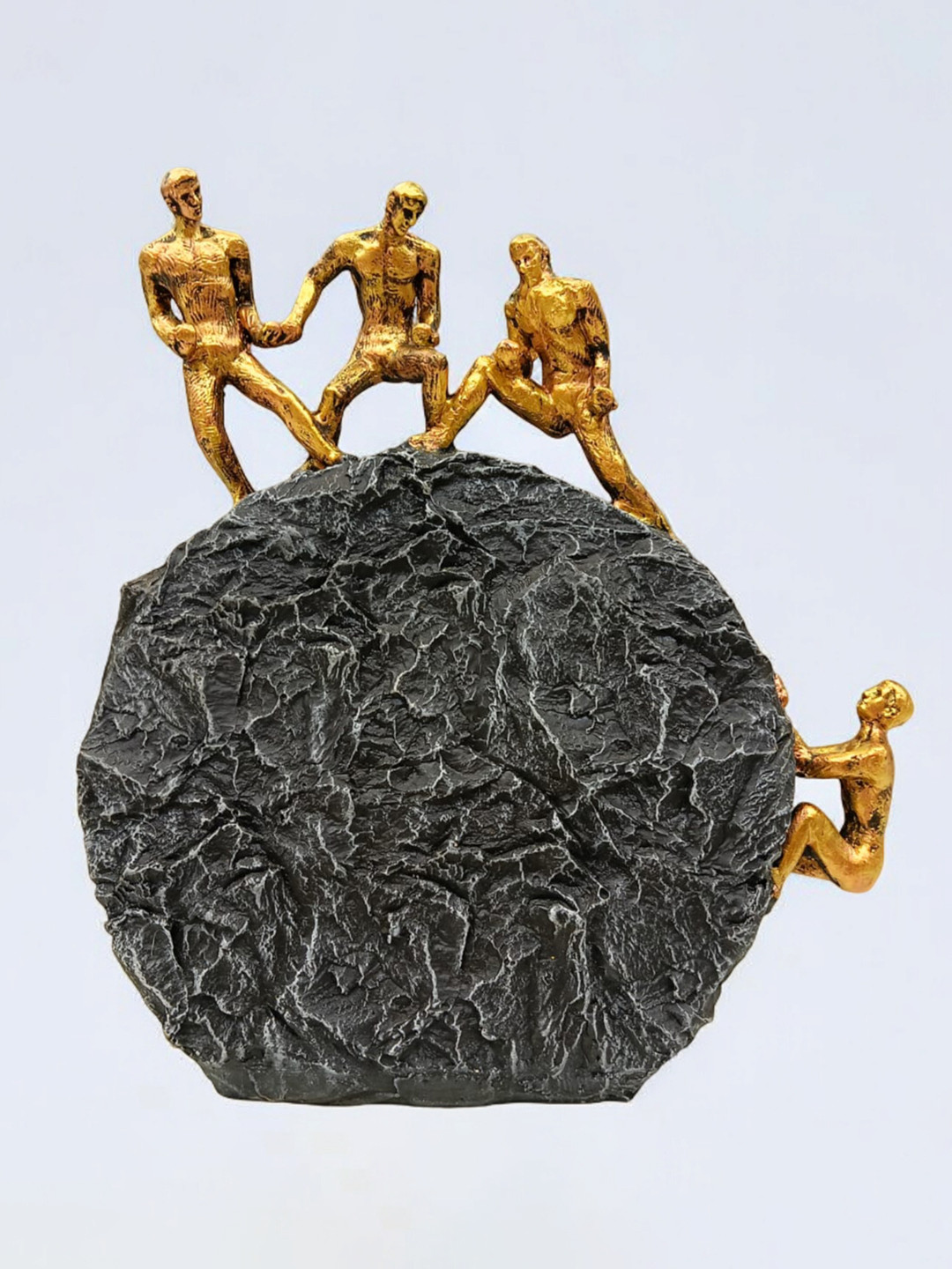 SANKALAN CREATIONS Black & Gold-Toned Sculpture Figurine & Rock Base Showpiece