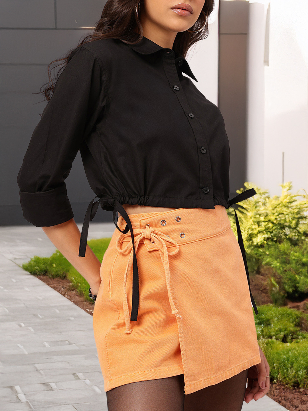 DressBerry Crop Tie-Up Shirt