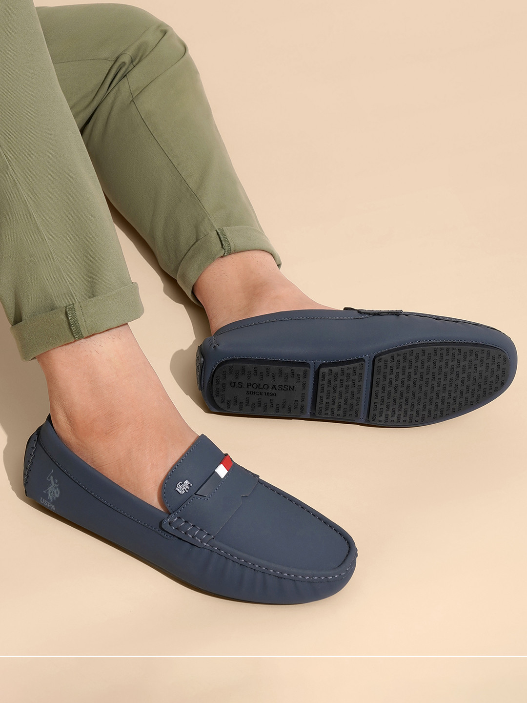 U.S. Polo Assn. Men Signature Tape PU Loafers with Metal branding