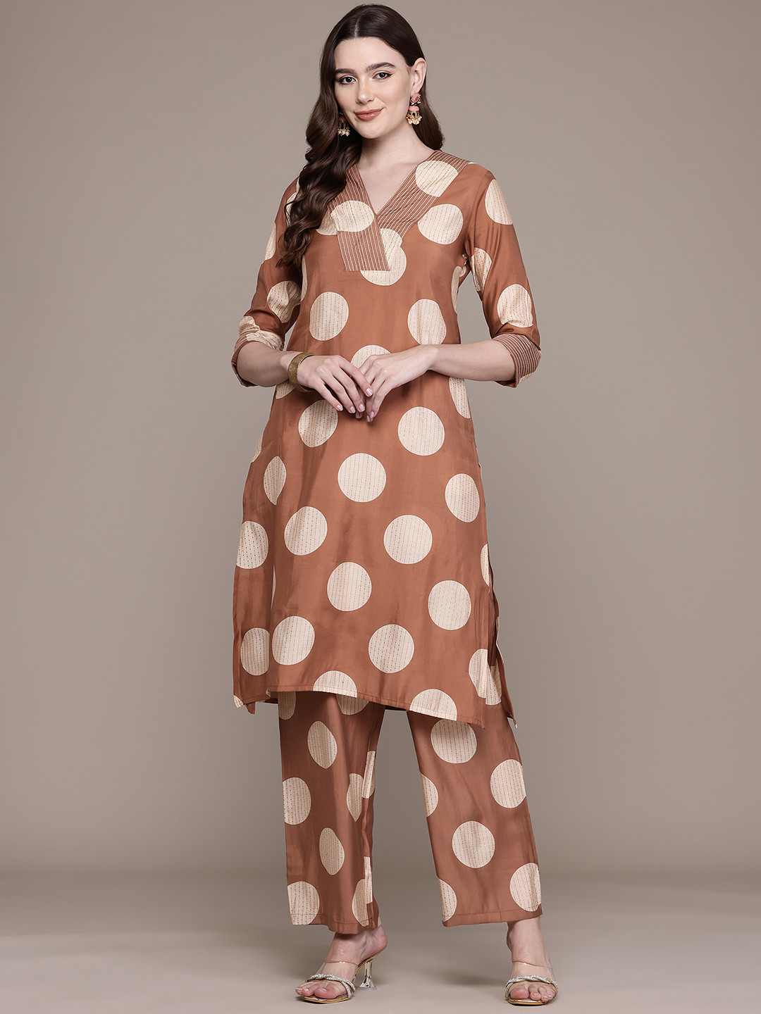 Readiprint Printed Kantha Work Pure Silk Kurta with Palazzos