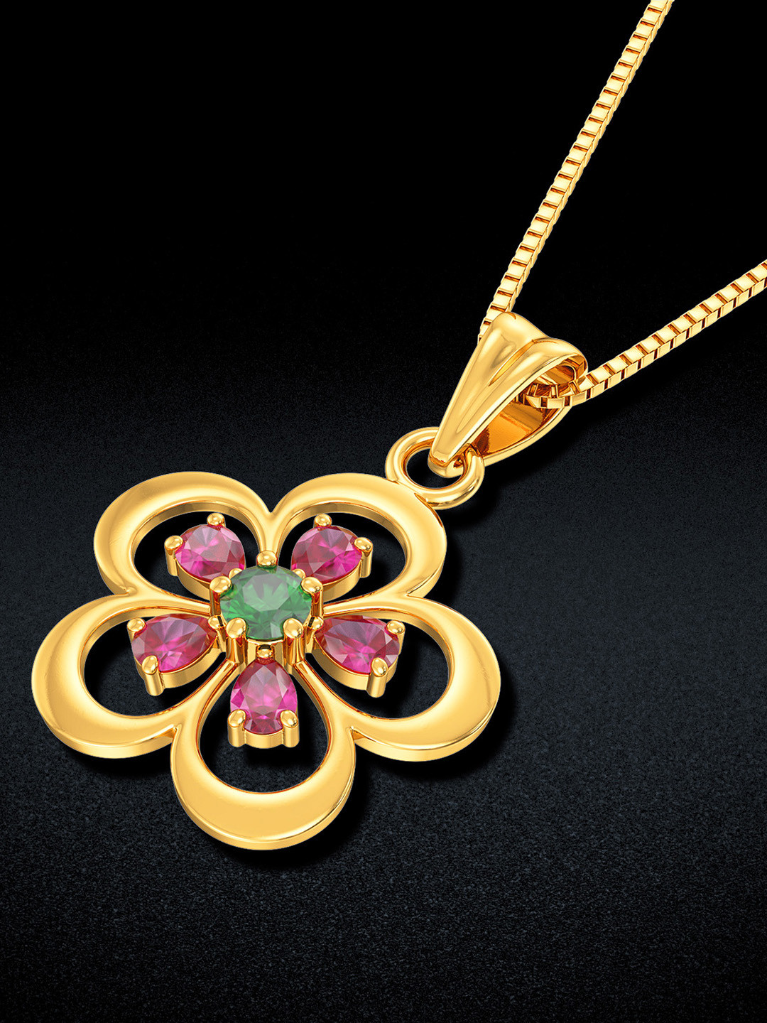 Joyalukkas 22KT Stones-Studded Gold Pendant - 4.37g