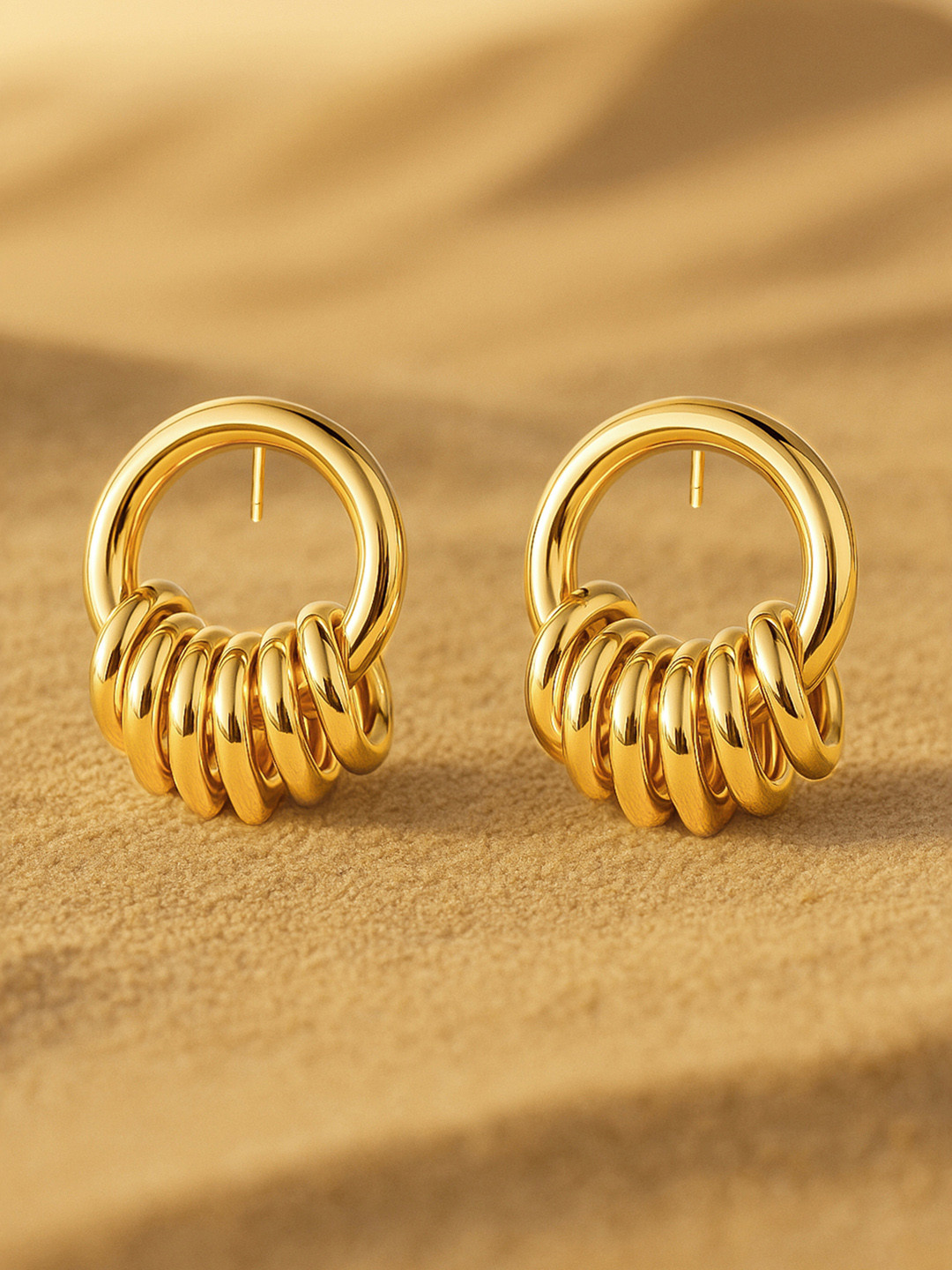 Rubans 18K Gold-Plated Circular Layered Loop Hoop Earrings
