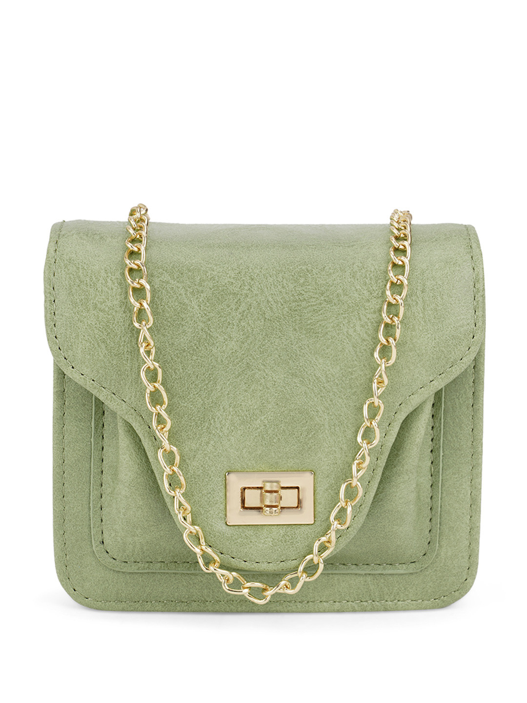 Globus Women Textured Small Square Party Sling Bag With Detachable Chain Strap