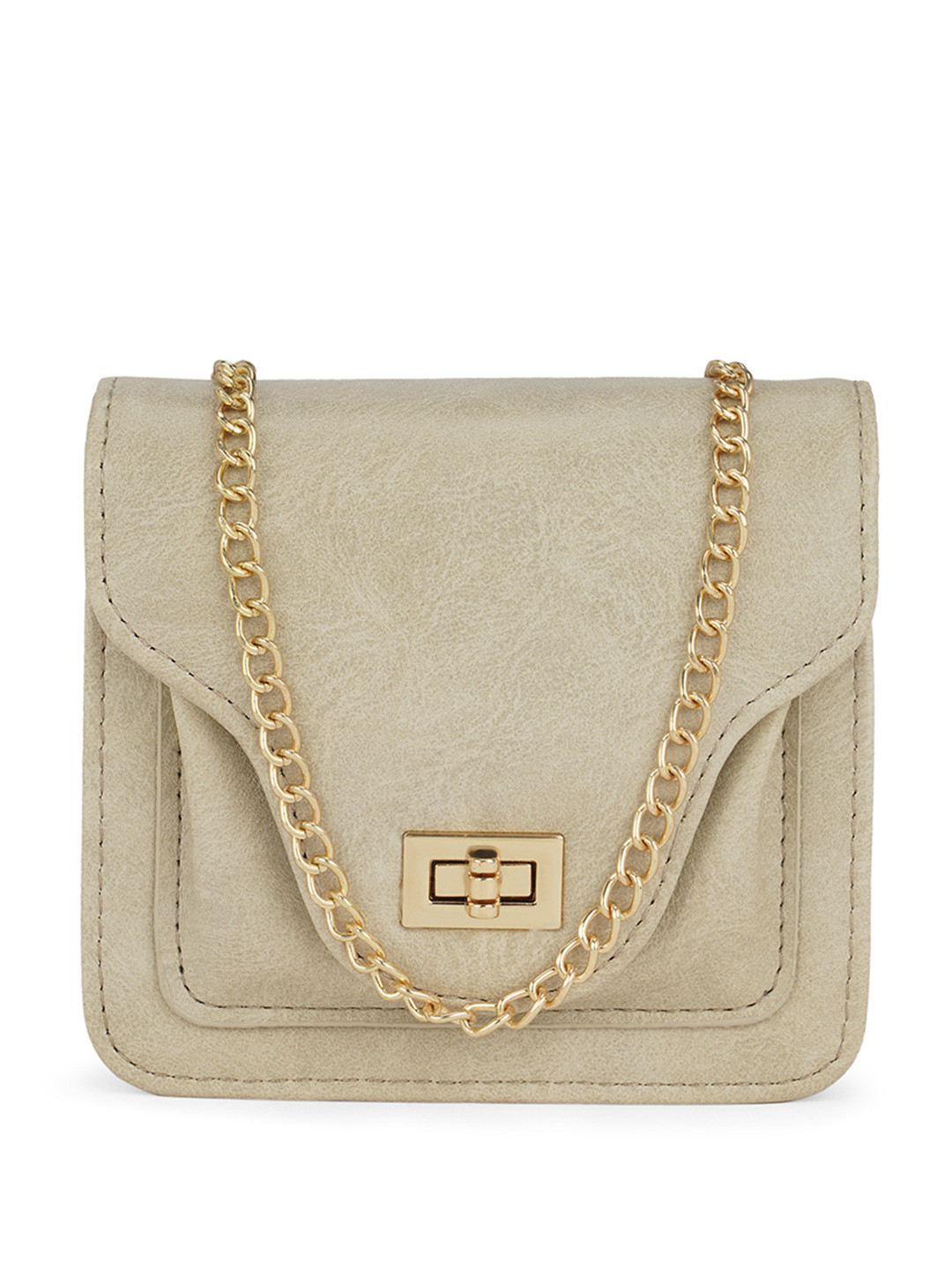 Globus Women Textured Twistlock Party Sling Bag With Detachable Chain Strap
