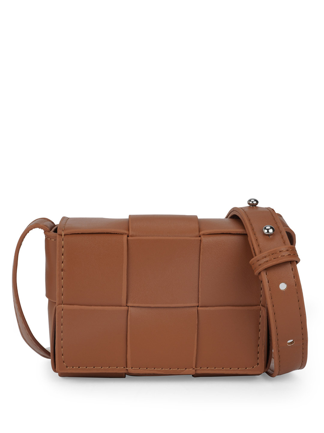 Globus Women Tan Allover Layered Panel Structure Small Party Sling Bag