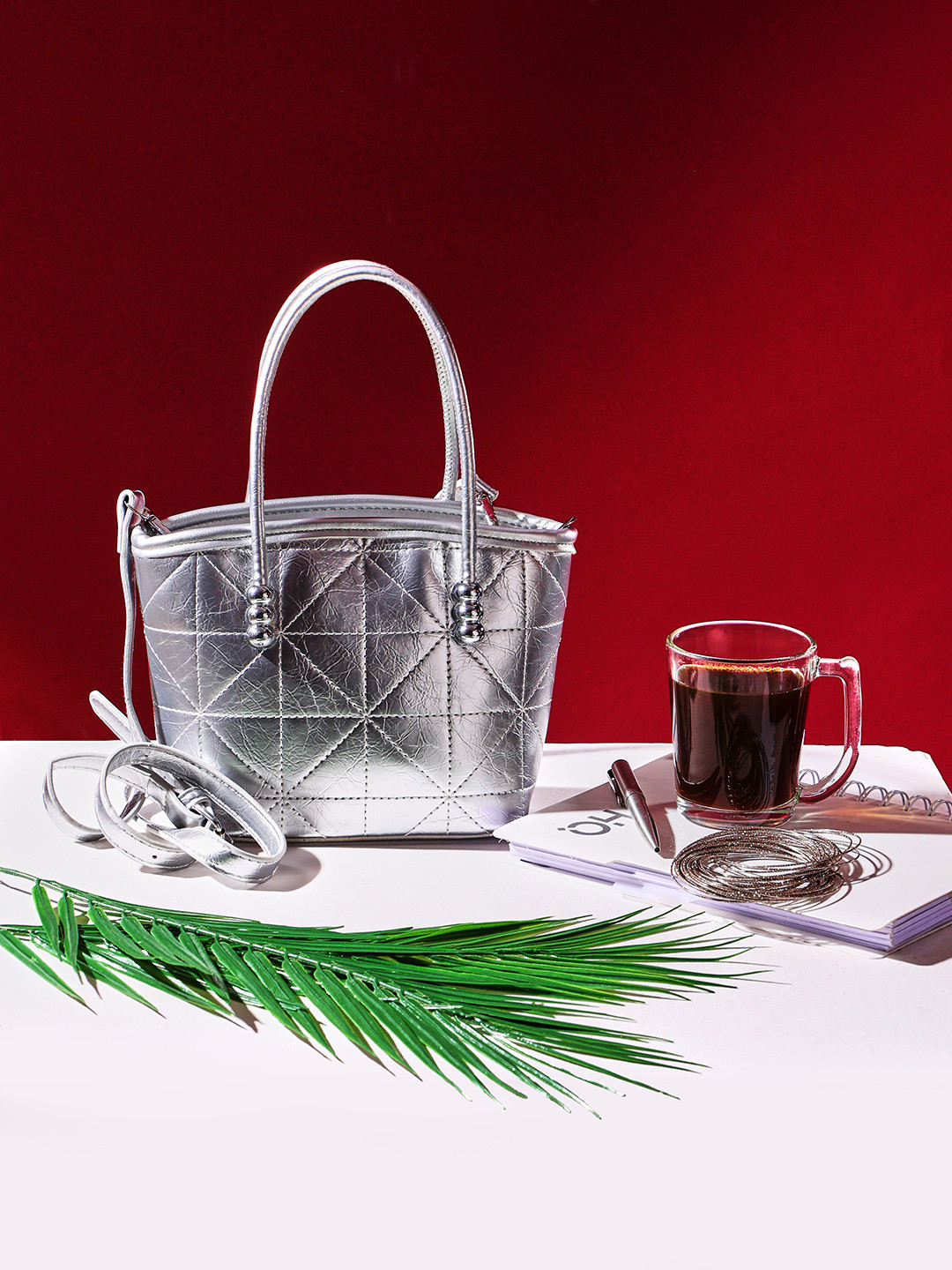 Globus Women Textured Double Handle Handheld Bag With Detachable Strap