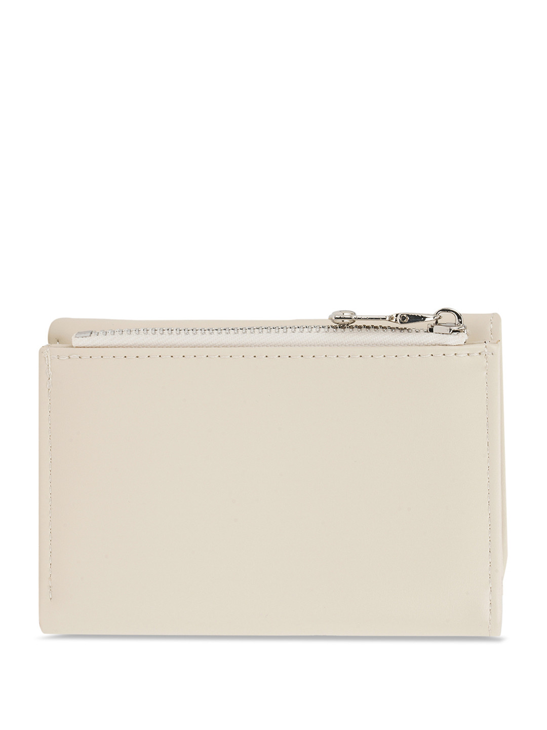 Globus Women White Textured Tri-Fold Wallet With Zip Coin Pocket