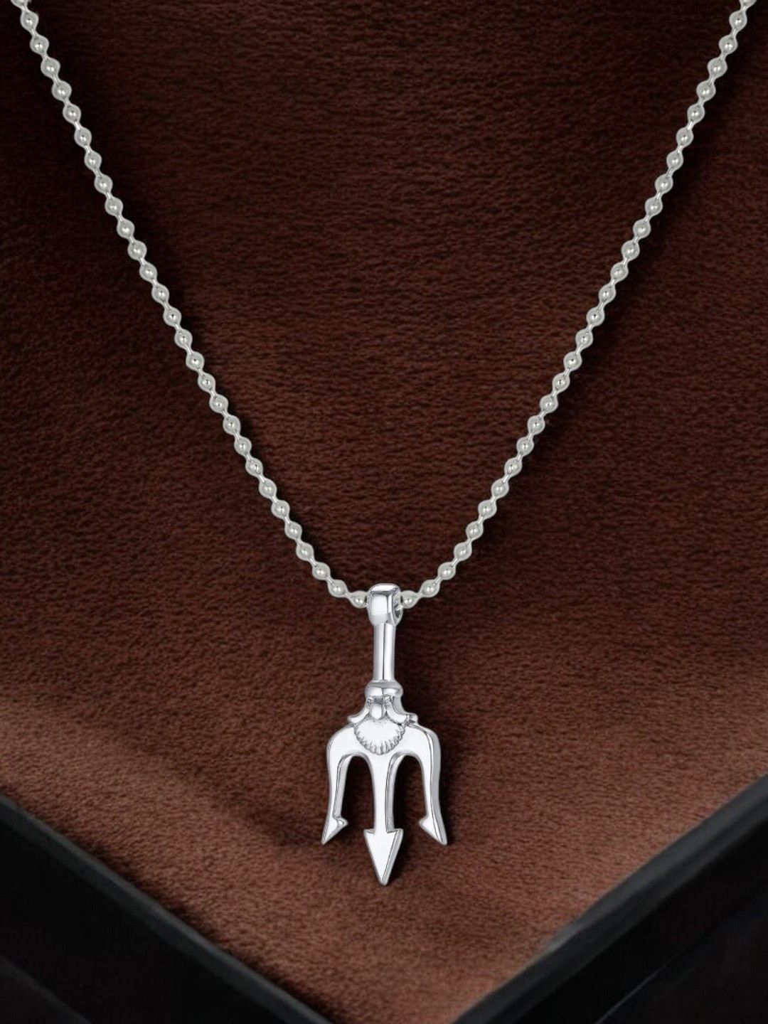 fabula Quirky Stainless Steel Lord Shiva Trident Pendants With Chain