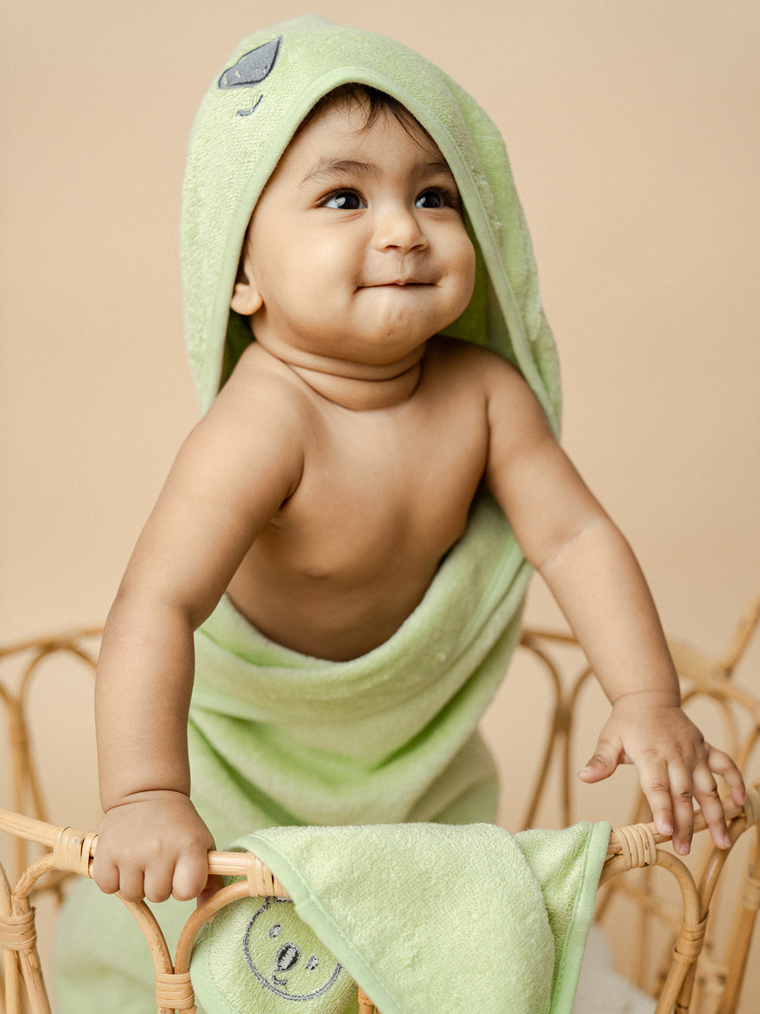 A Toddler Thing Green Printed Terry Cotton 300 GSM Bath Towel