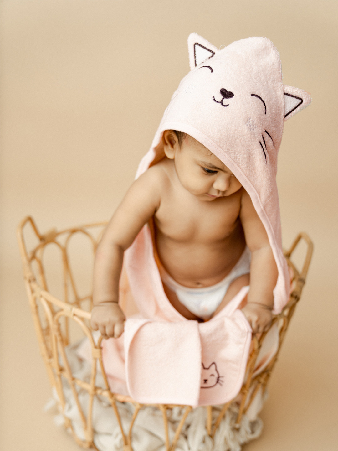 A Toddler Thing Pink & Black Printed Terry Cotton 300 GSM Bath Towel