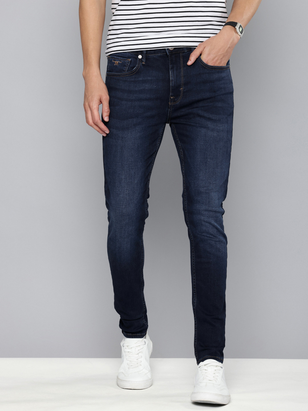 Flying Machine Men Morrison Skinny Cropped Fit Light Fade Stretchable Jeans