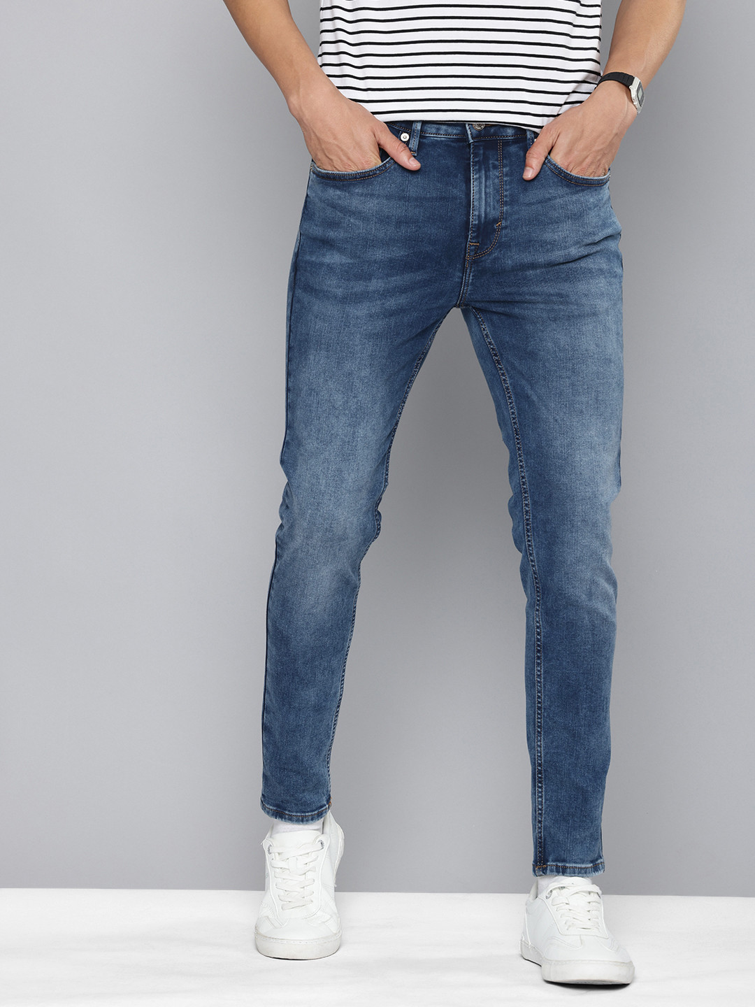Flying Machine Men Morrison Skinny Cropped Fit Light Fade Stretchable Jeans