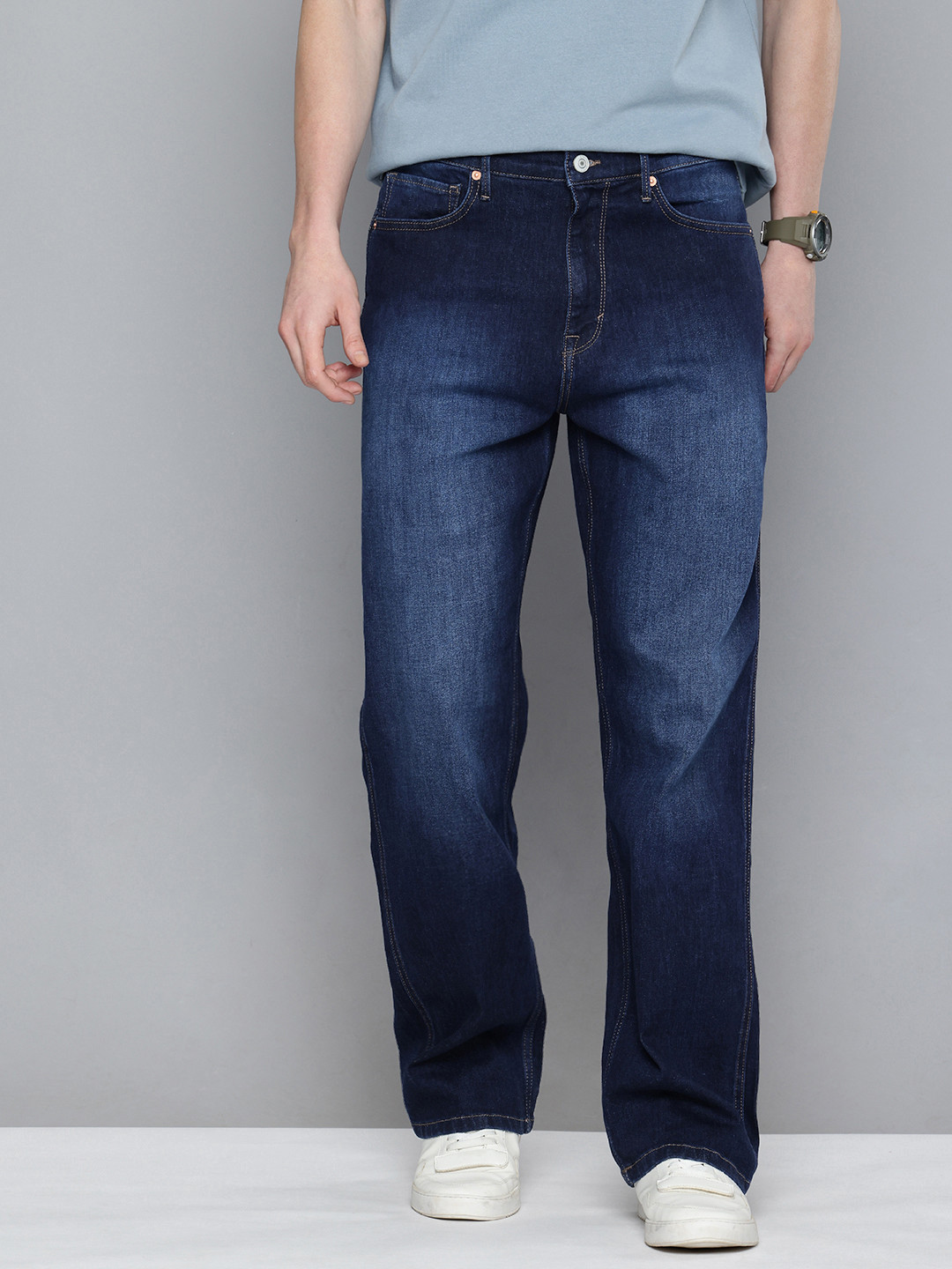 Flying Machine Wide Leg High-Rise Light Fade Stretchable Jeans