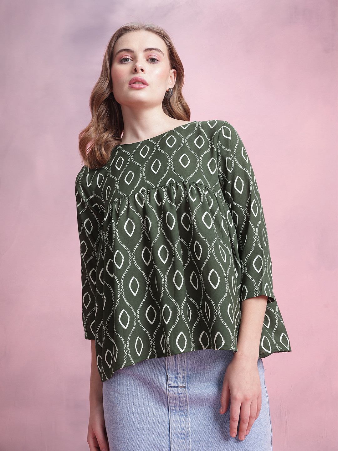 DressBerry Geometric Print Empire Top