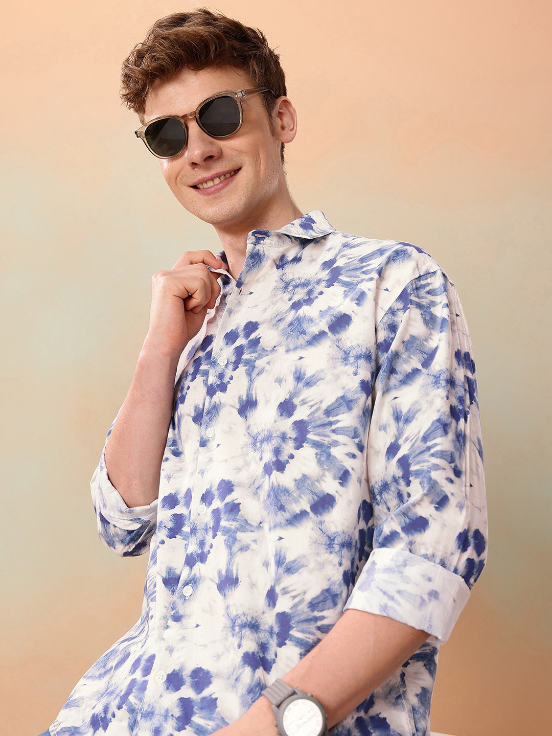 Mast & Harbour Floral Printed Drop-Shoulder Sleeves Relaxed Fit Pure Cotton Casual Shirt