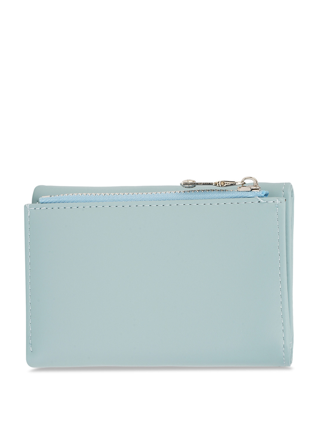 Globus Women Blue Textured Tri-Fold Wallet with Zip Coin Pocket