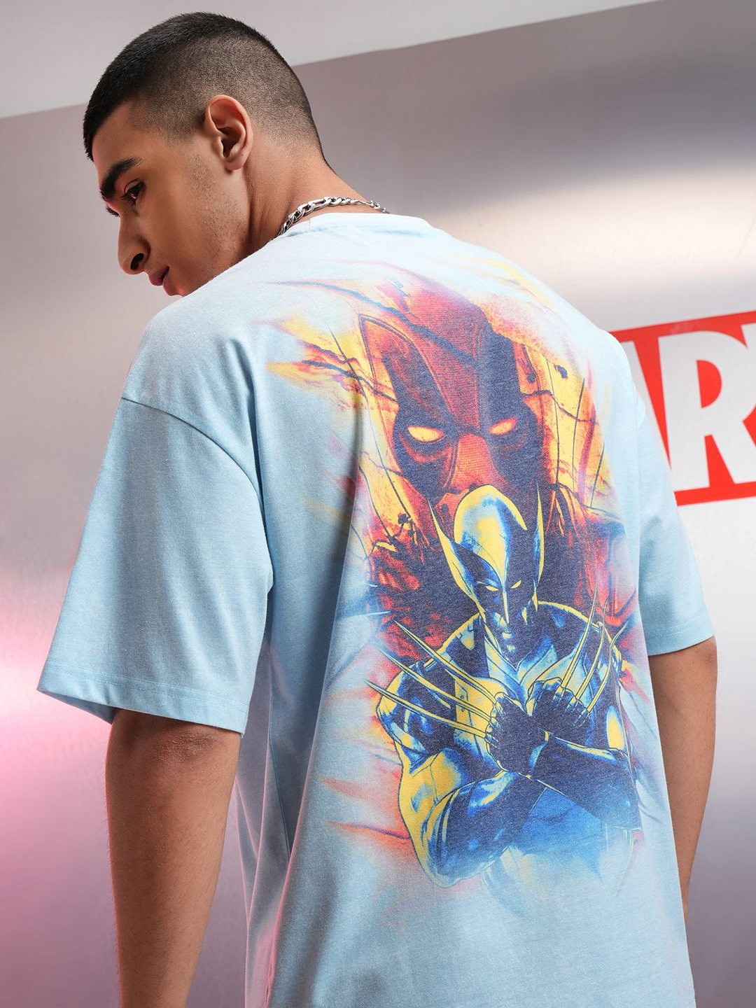 HIGHLANDER Marvel Men Deadpool Oversized Drop Shoulder Tshirt
