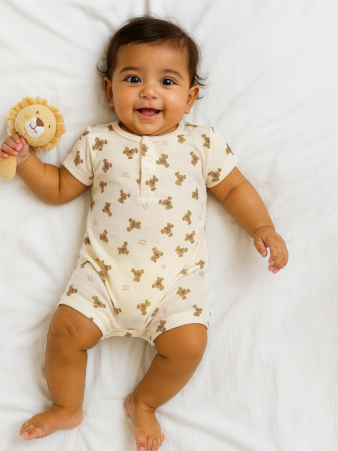 MeeMee Baby Conversational Printed Cotton Interlock Romper Suit