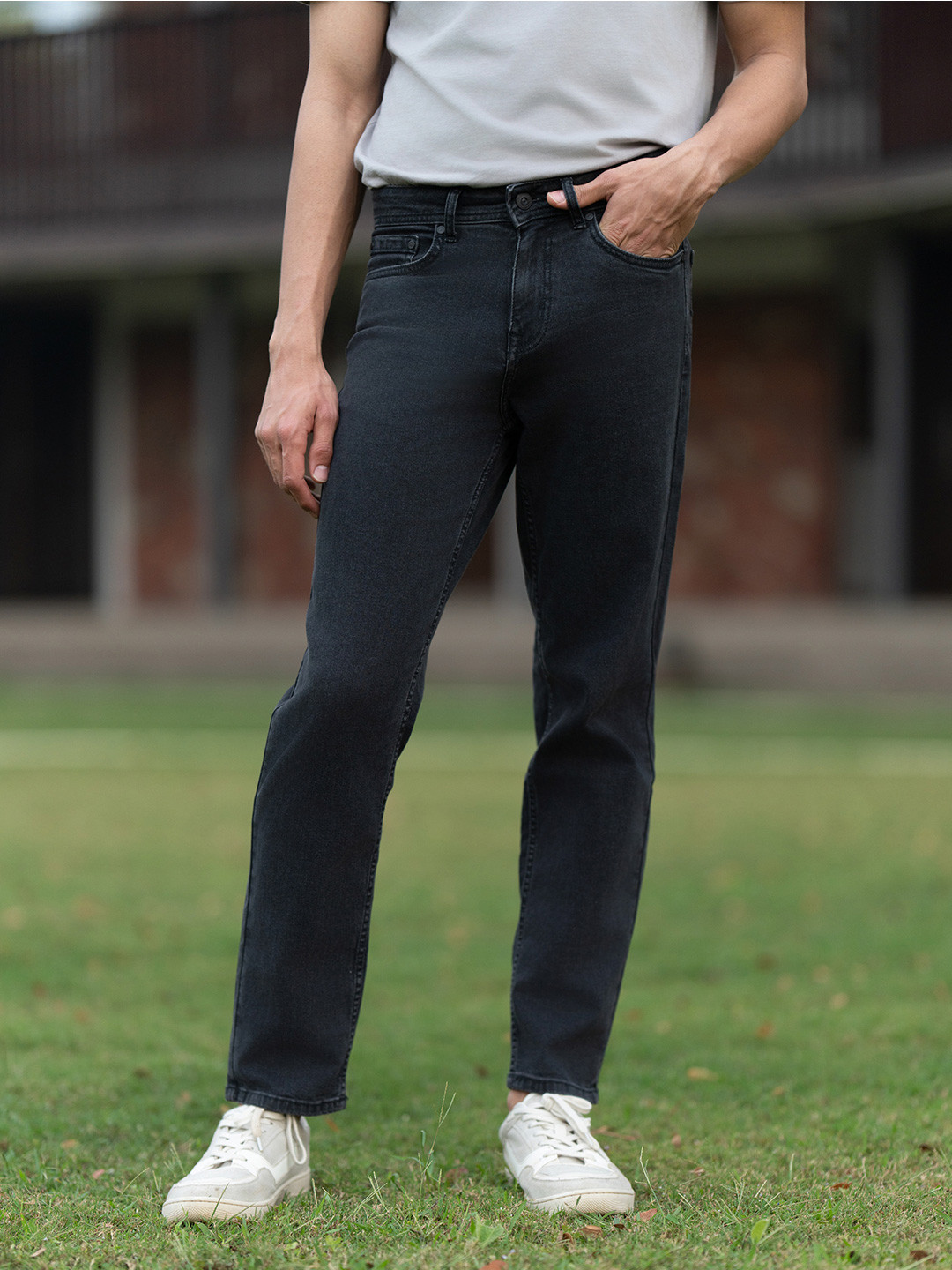 The Pant Project Men Grunge Grey Relaxed Fit Stretchable Cotton Jeans