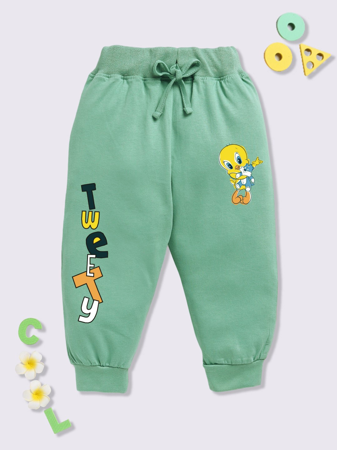 YK X Minute Mirth Infant Girls Tweety Printed Pure Cotton Joggers