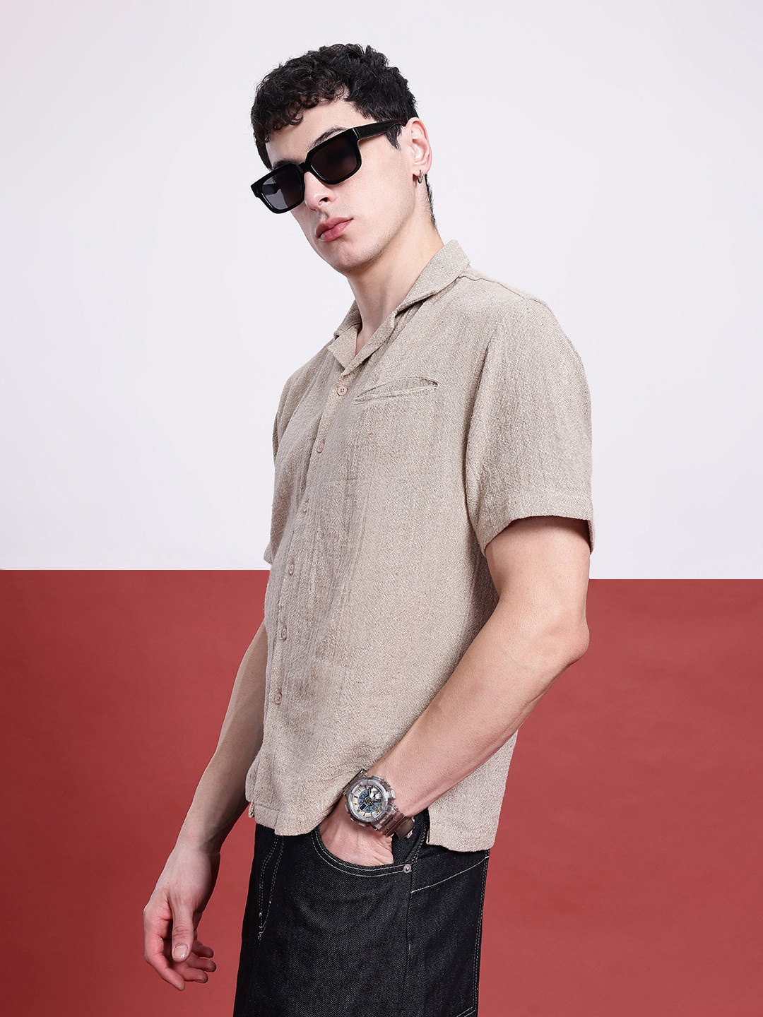 Kook N Keech Welt Pocket Textured Shirt