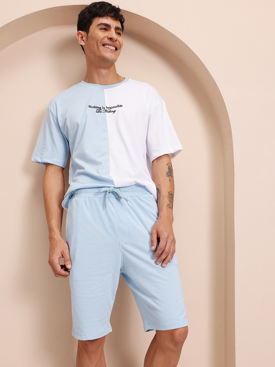 Mast & Harbour Men Colourblocked Relaxed Fit Short Set