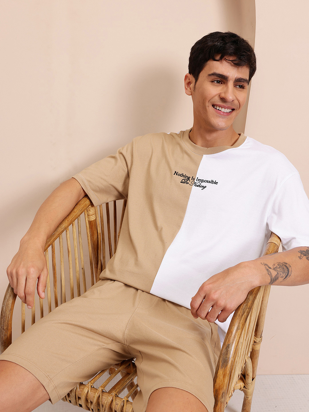 Mast & Harbour Men Colourblocked Relaxed Fit Short Set
