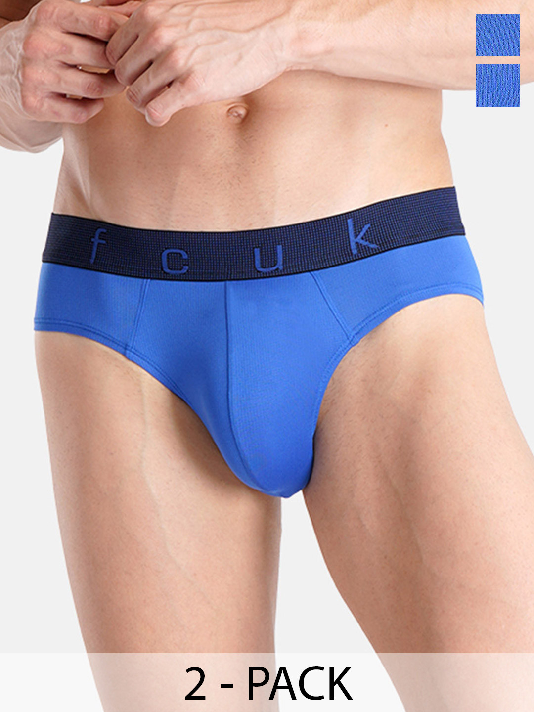 FCUK Pack Of 2 Men Cotton Mid Rise Hipster Brief GUSTON-BSURF THE WEBL