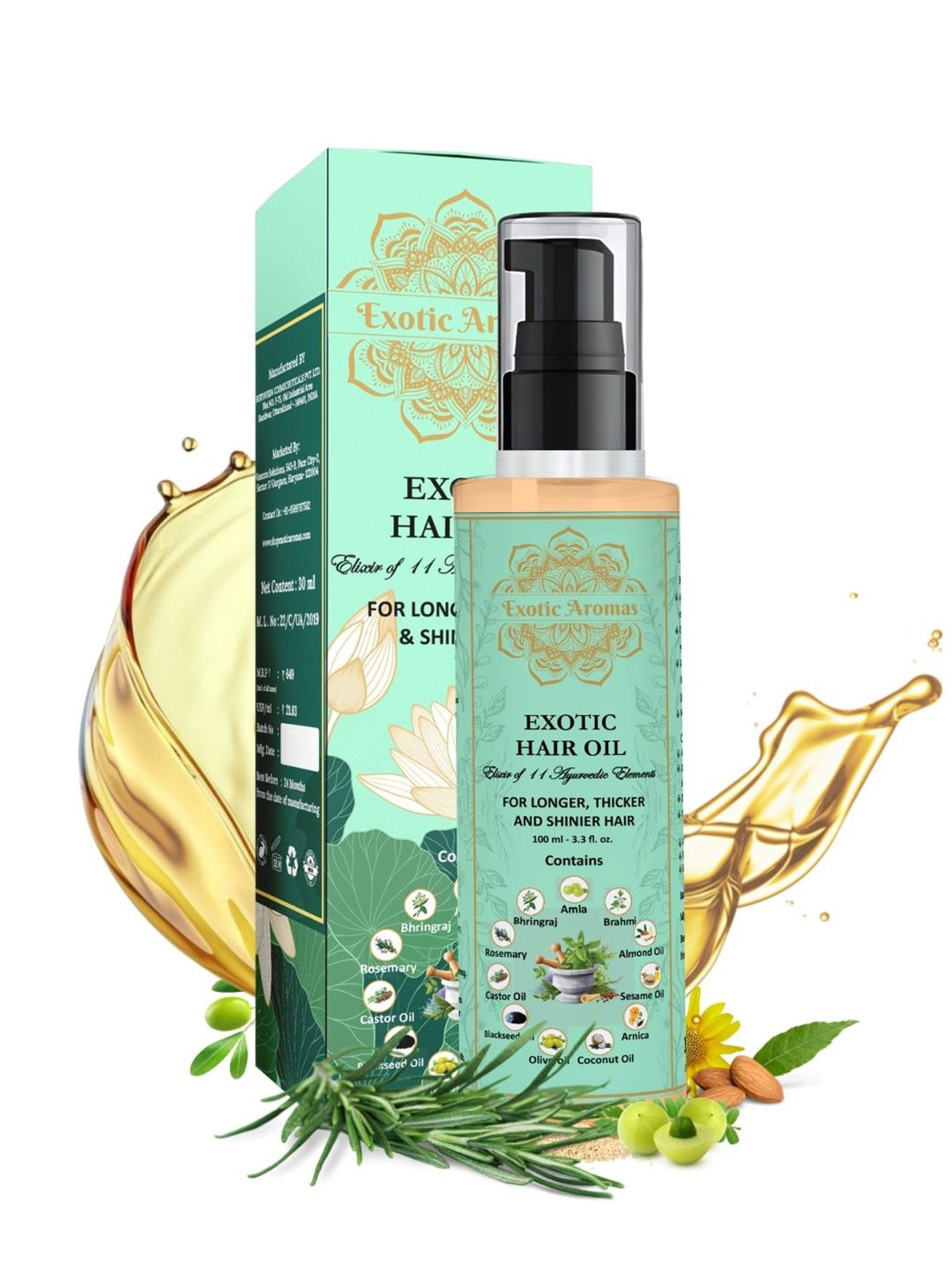 EXOTIC AROMAS Exotic Hair Oil with Rosemary & 11 Herbs - 100 ml