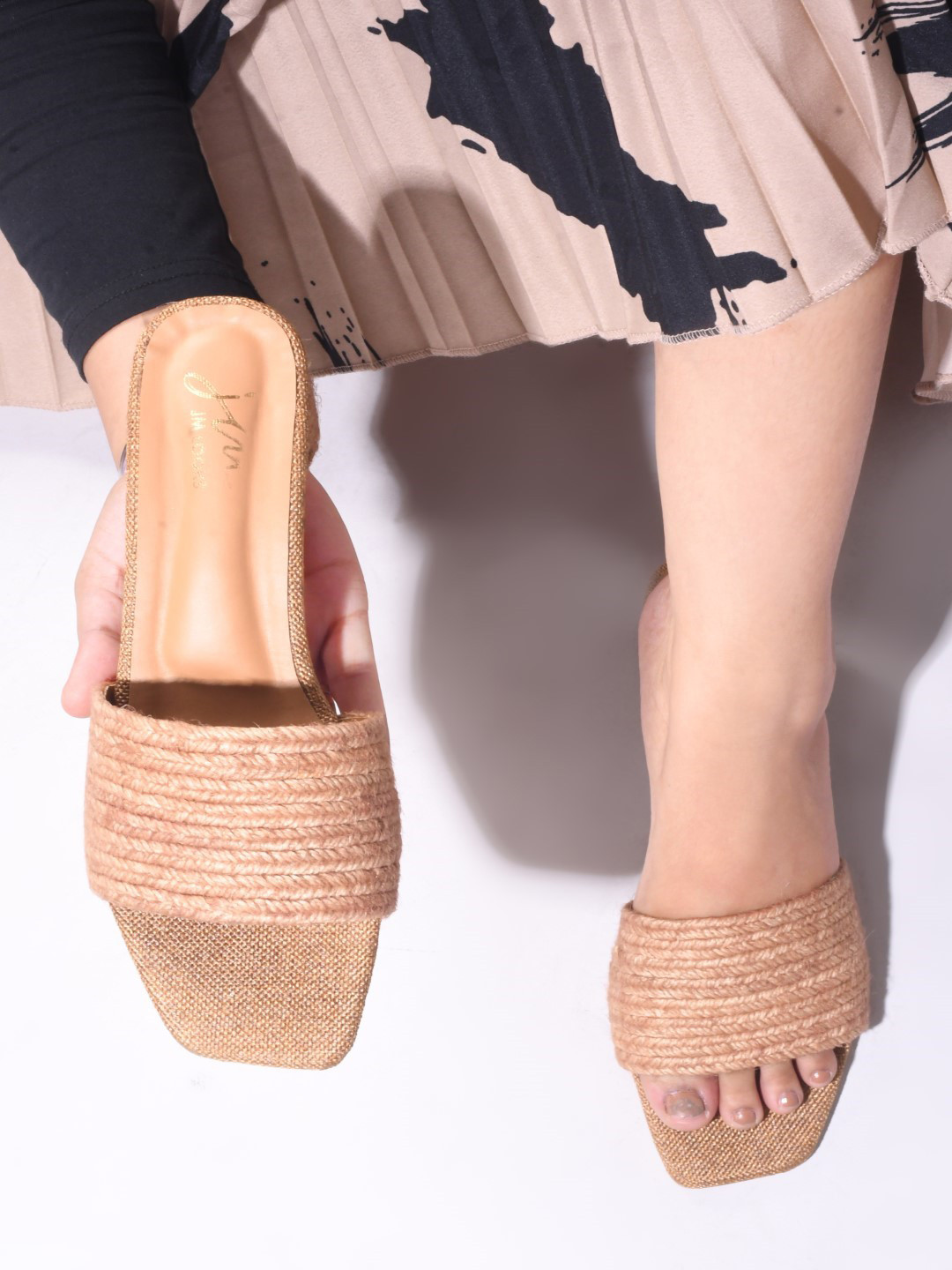 JM Looks Women Woven Design Open Toe Block Heel Sandals