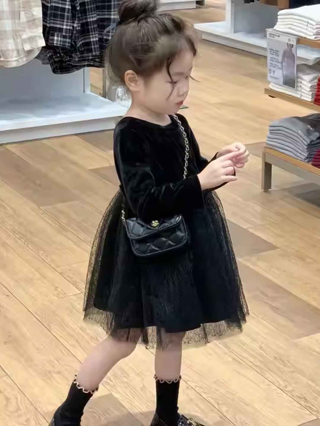 Xsole Girls Floral Printed Flutter Sleeve Fit & Flare Mini Dress