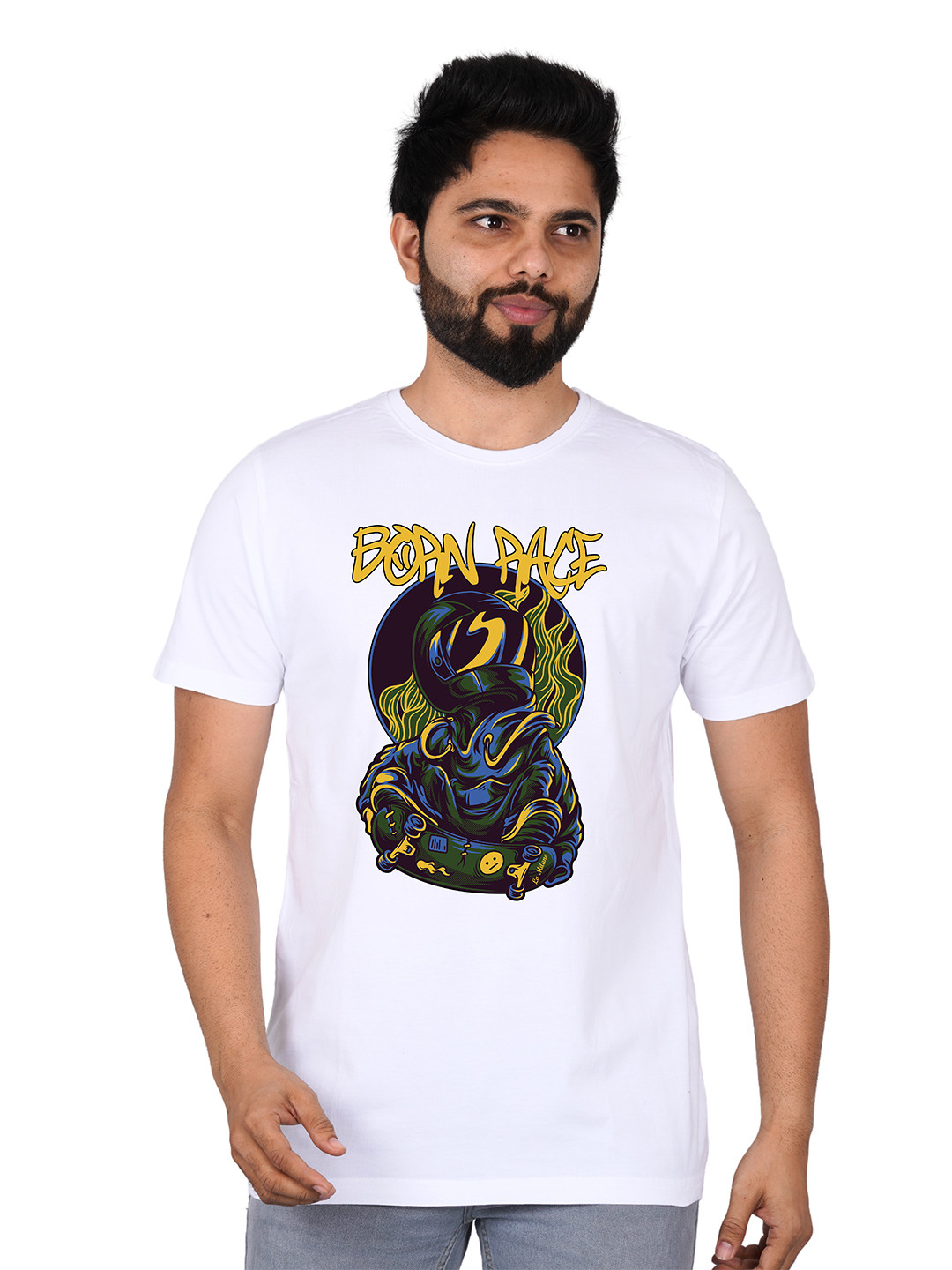 LA MILANO Men Biker Pure Cotton Slim Fit T-shirt