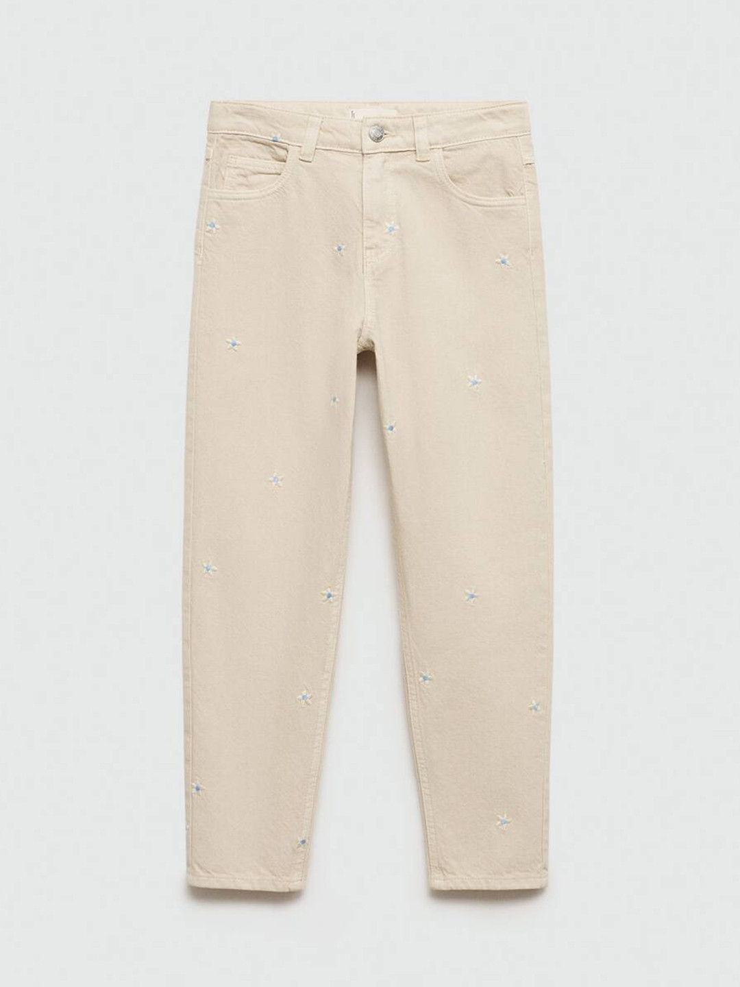 Mango Kids Girls Pure Cotton Applique -Embroidered Jeans