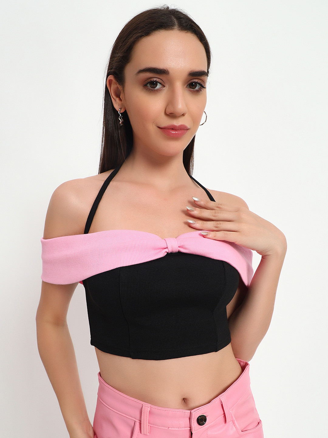 Sugercandy Women Solid Halter Neck Tube Top