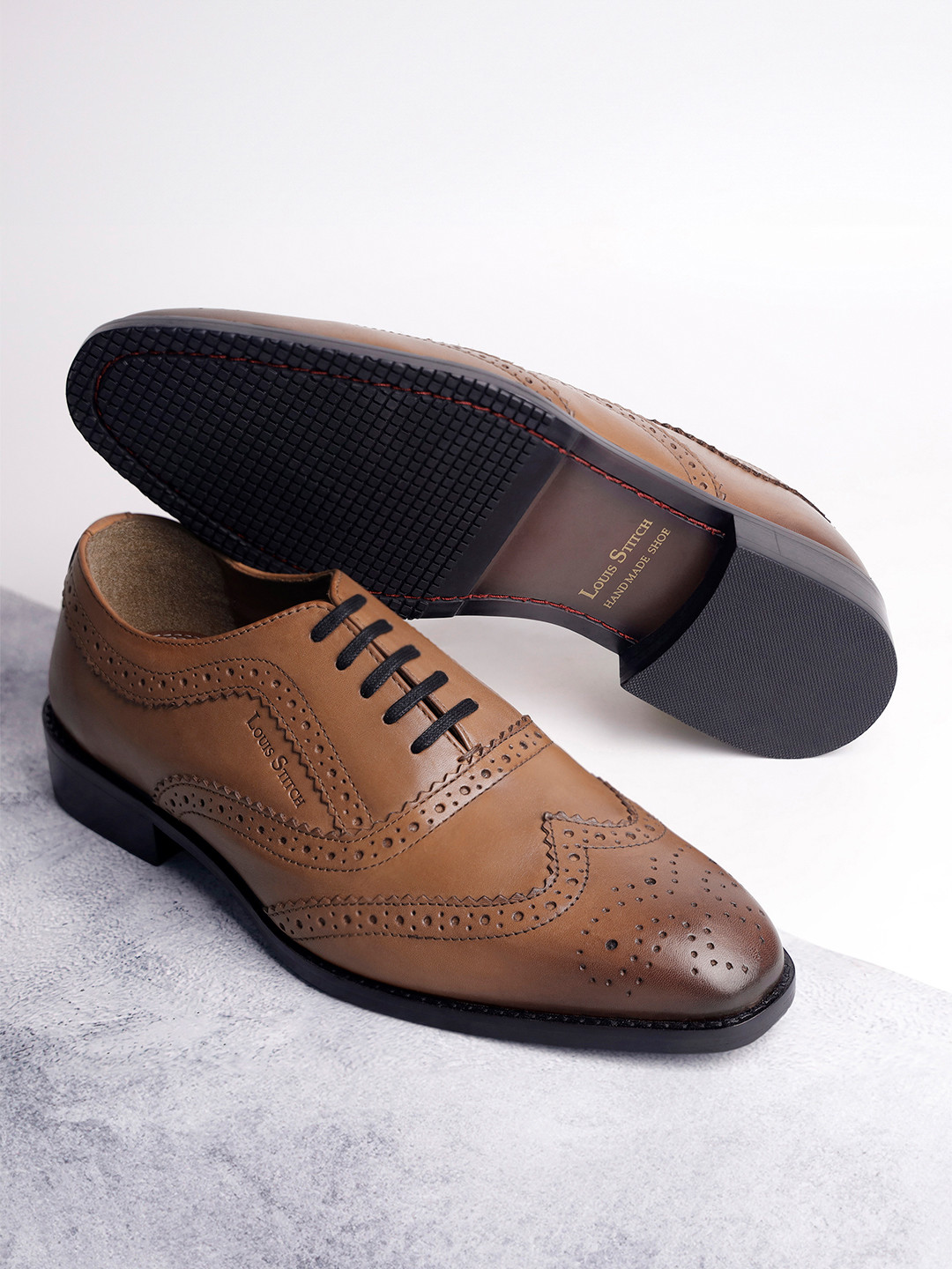 LOUIS STITCH Men Egyptian Crust Leather Lace-Up Brogue Shoes