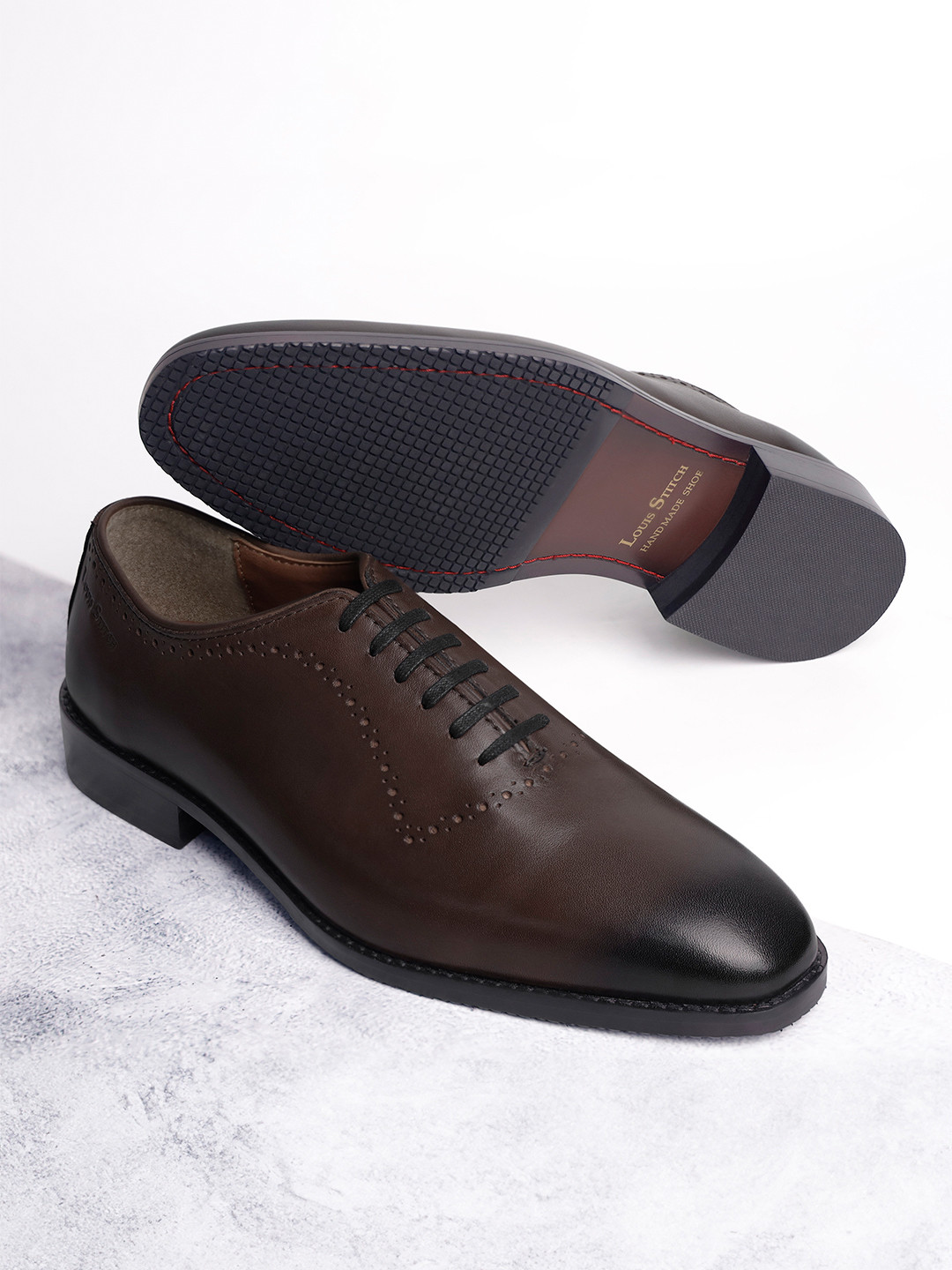 LOUIS STITCH Men Egyptian Crust Leather Wholecut Derby Shoes