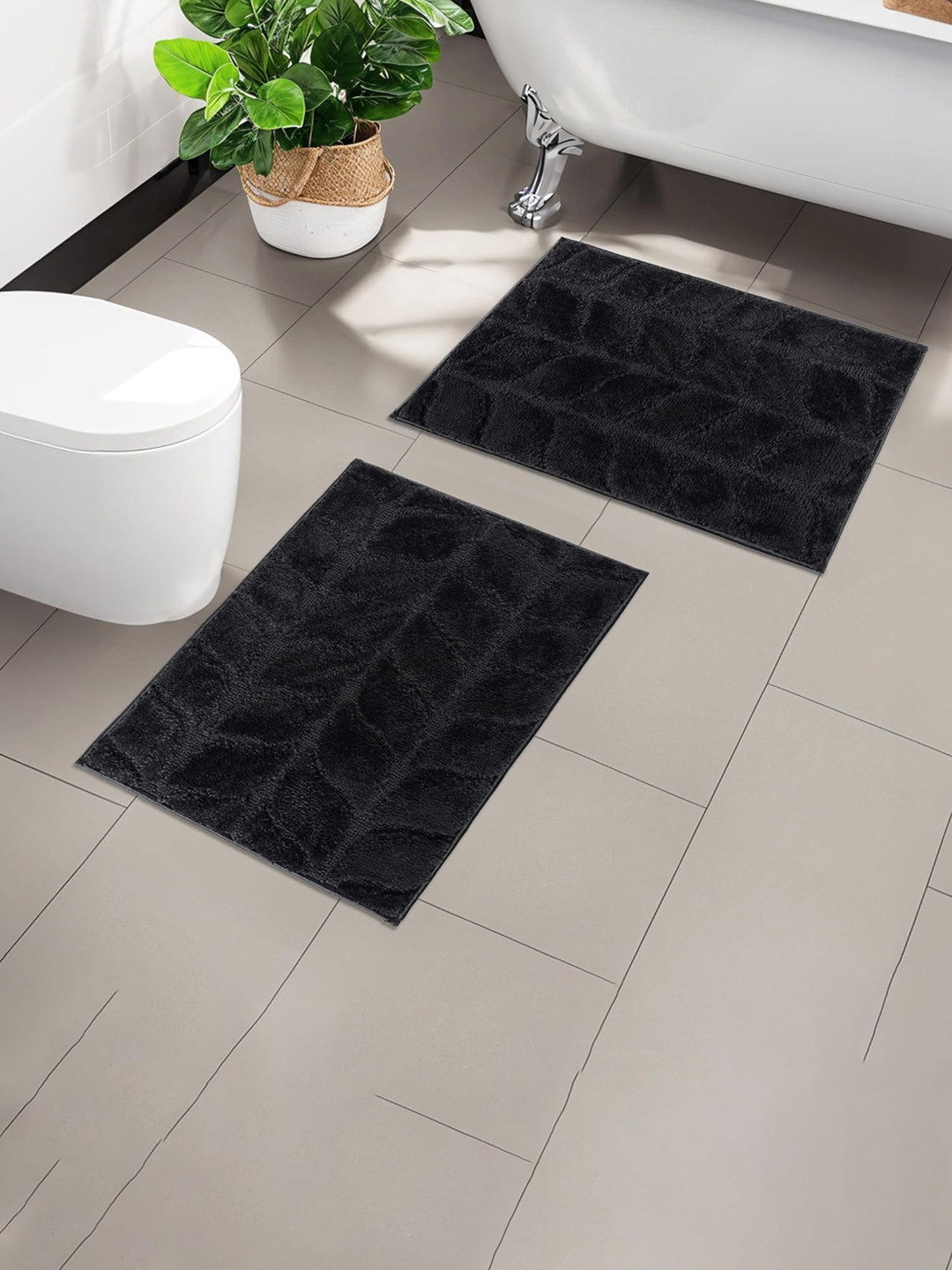 Kuber Industries 2 Pcs Microfiber Anti Slip Bathroom Floor Mat Door Mat Rugs for Bedroom