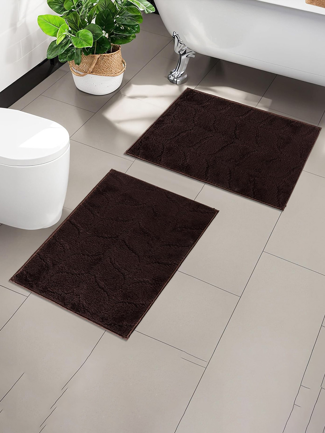 Kuber Industries Brown 2 Pieces Anti-Skid 16x24 Inch Microfiber Outdoor Mats Door mat