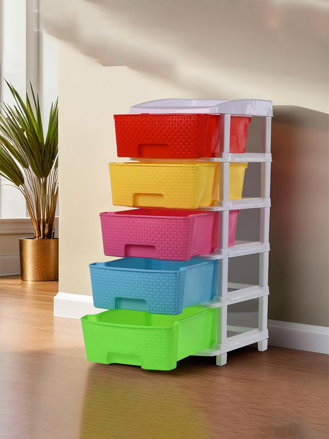 Kuber Industries Yellow & Green 5 Tier Storage Organisers