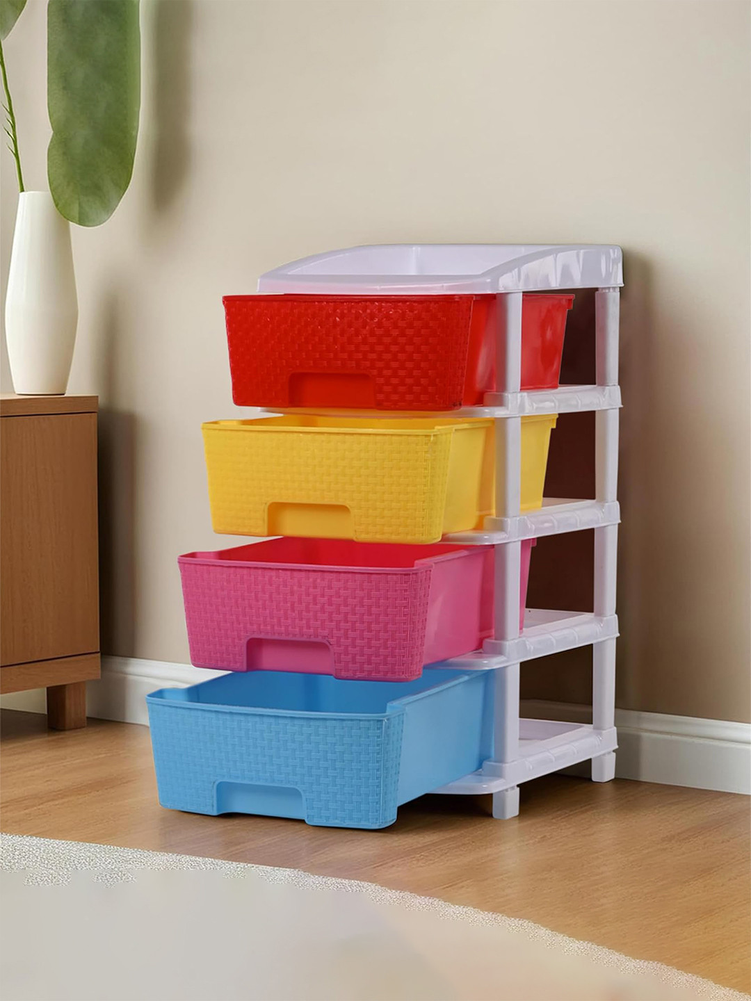 Kuber Industries Yellow & Green 4-Tier Storage Organisers