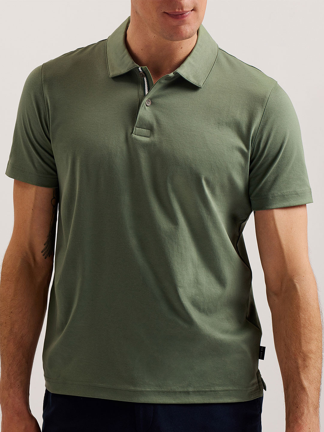 Ted Baker Men Solid Polo Collar Cotton T-shirt