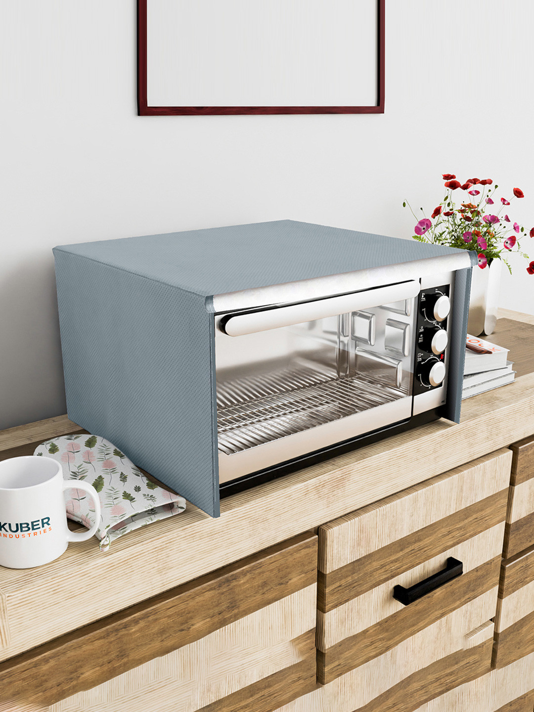 Kuber Industries Grey Dustproof Microwave Covers