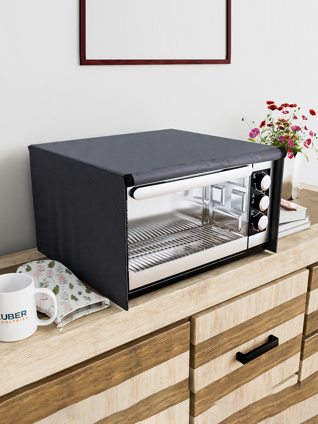 Kuber Industries Grey Dustproof Microwave Cover