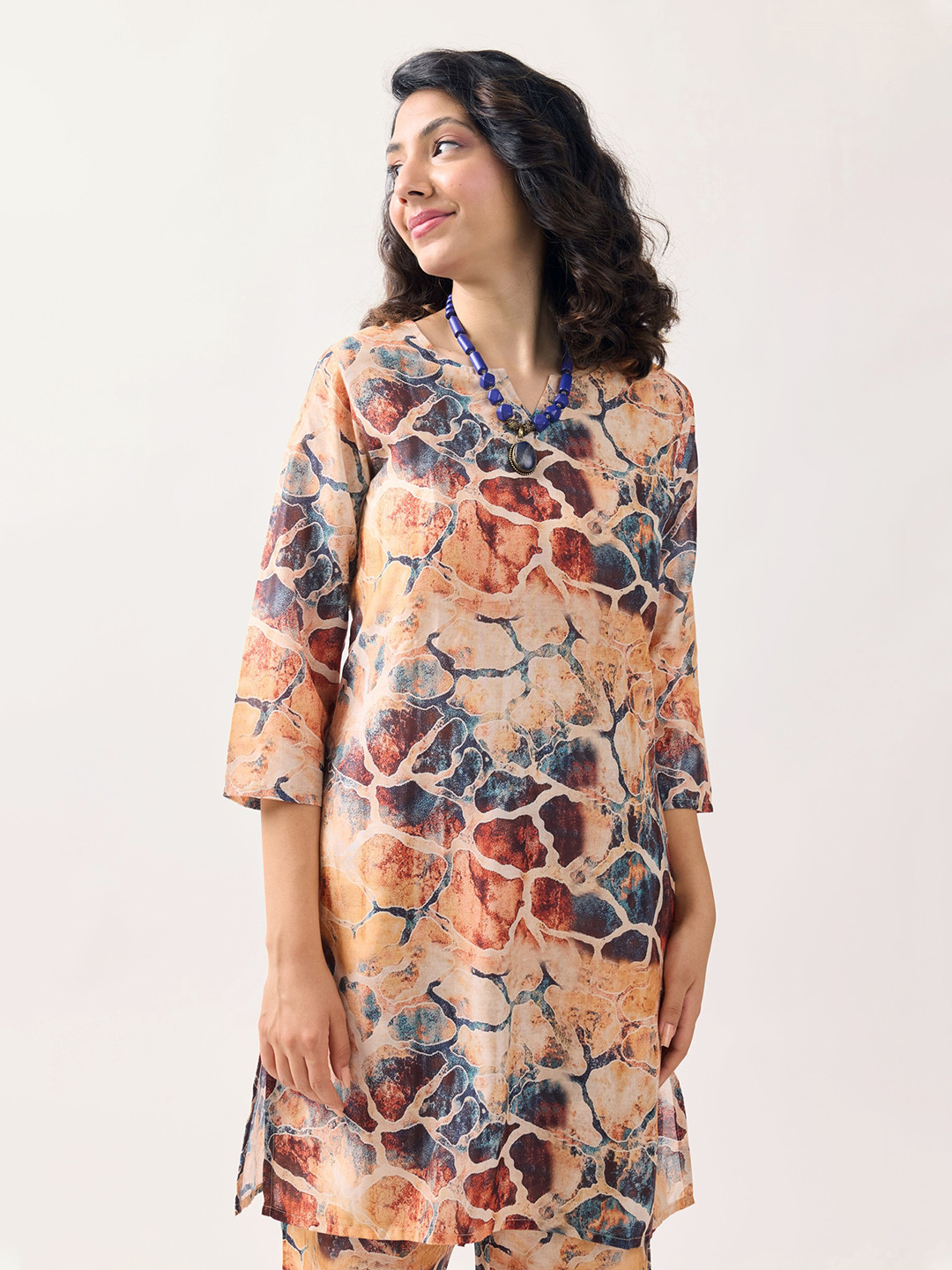 BAESD Abstarct Printed Muslin A-Line Kurta With Palazzo
