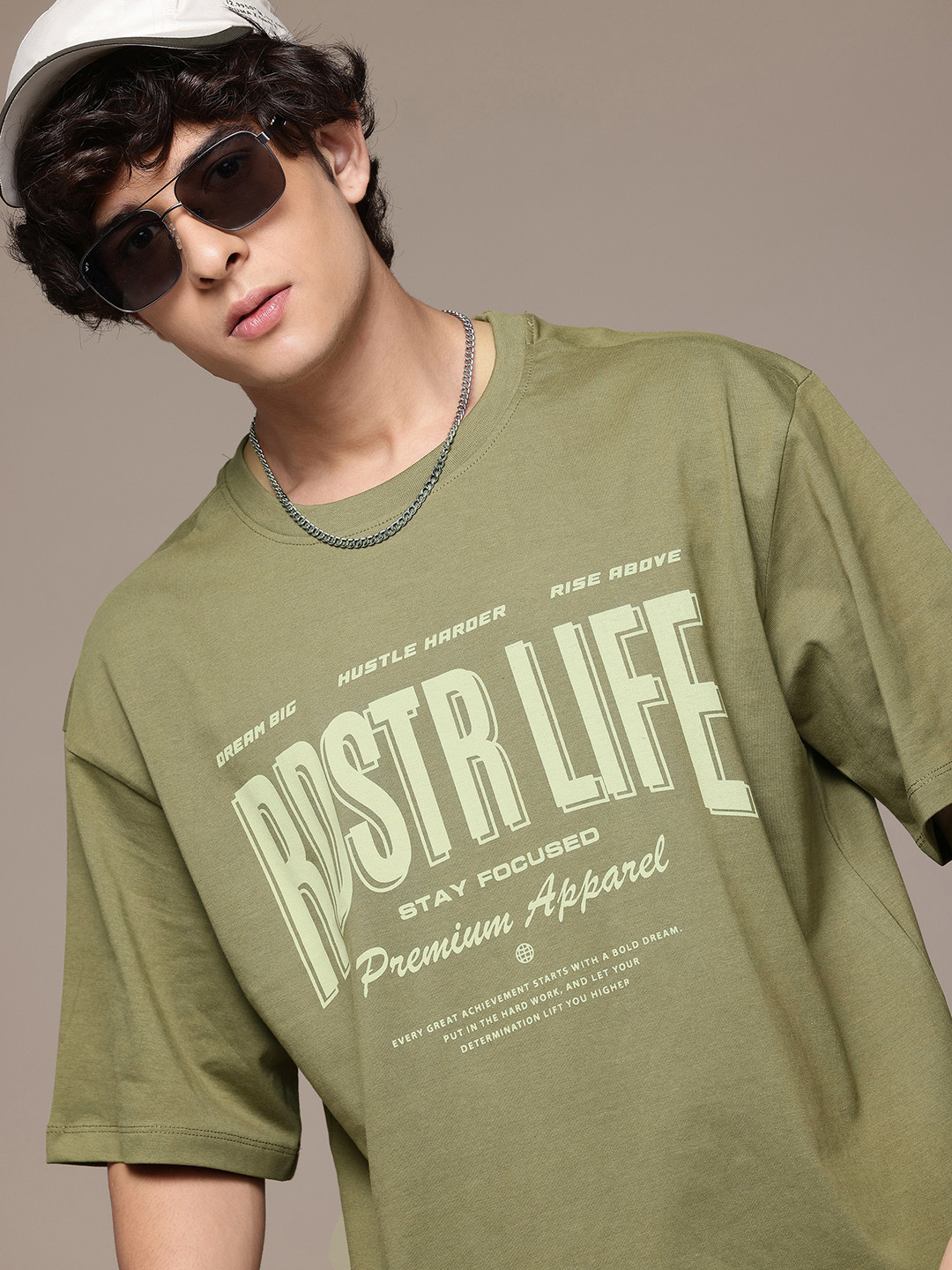 Roadster The Lifestyle Co Brand Logo Printed Drop-Shoulder Sleeves Pure Cotton Relaxed Fit T-shirt