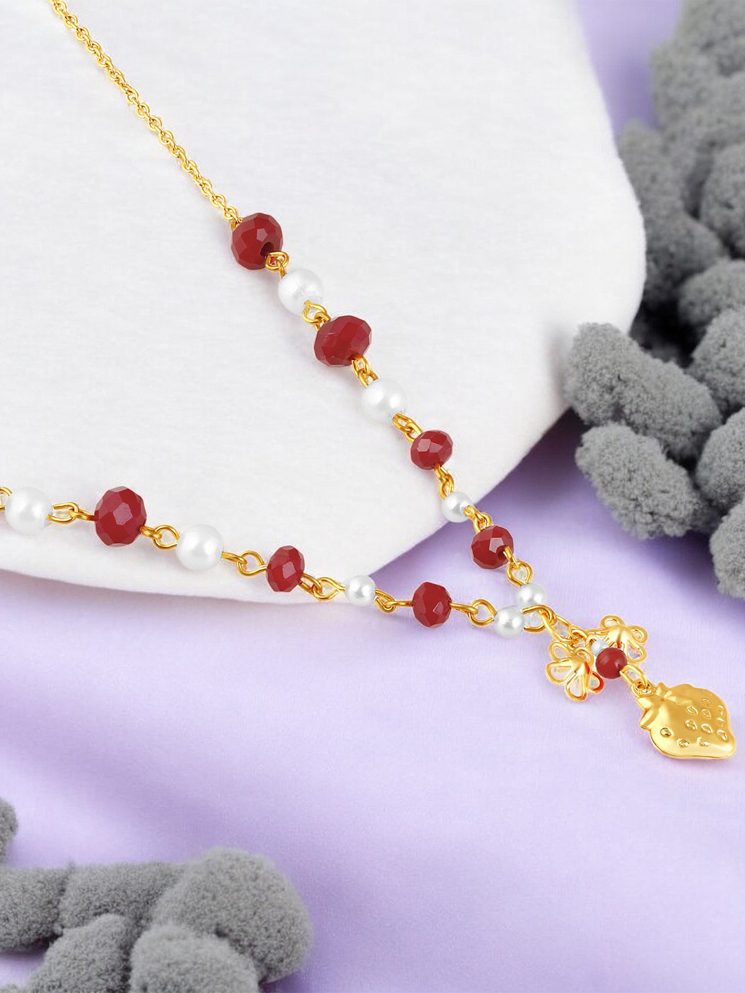 Mahi Gold-Plated Strawberry Necklace