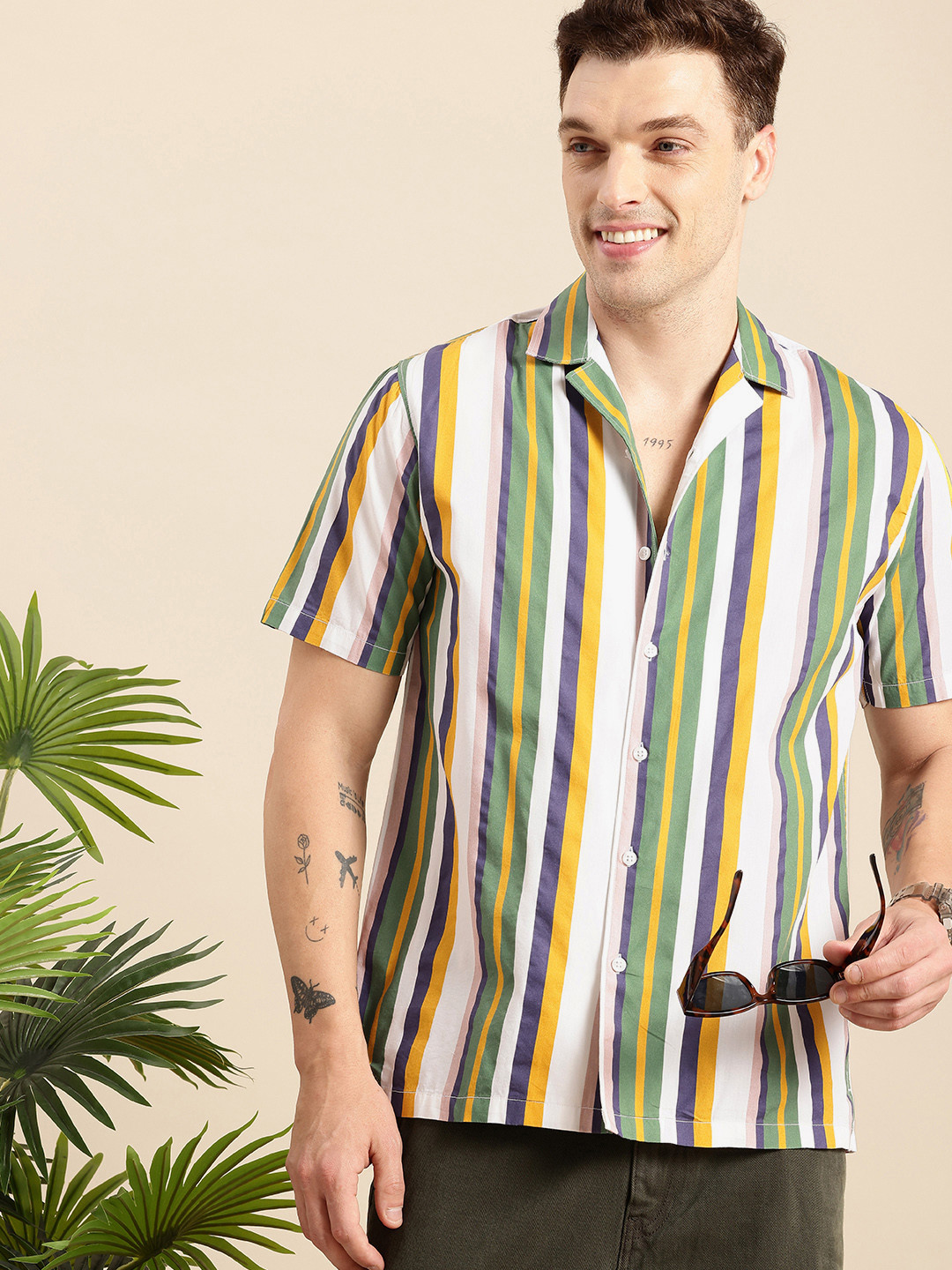 Mast & Harbour Vertical Stripes Casual Relaxed Fit Shirt