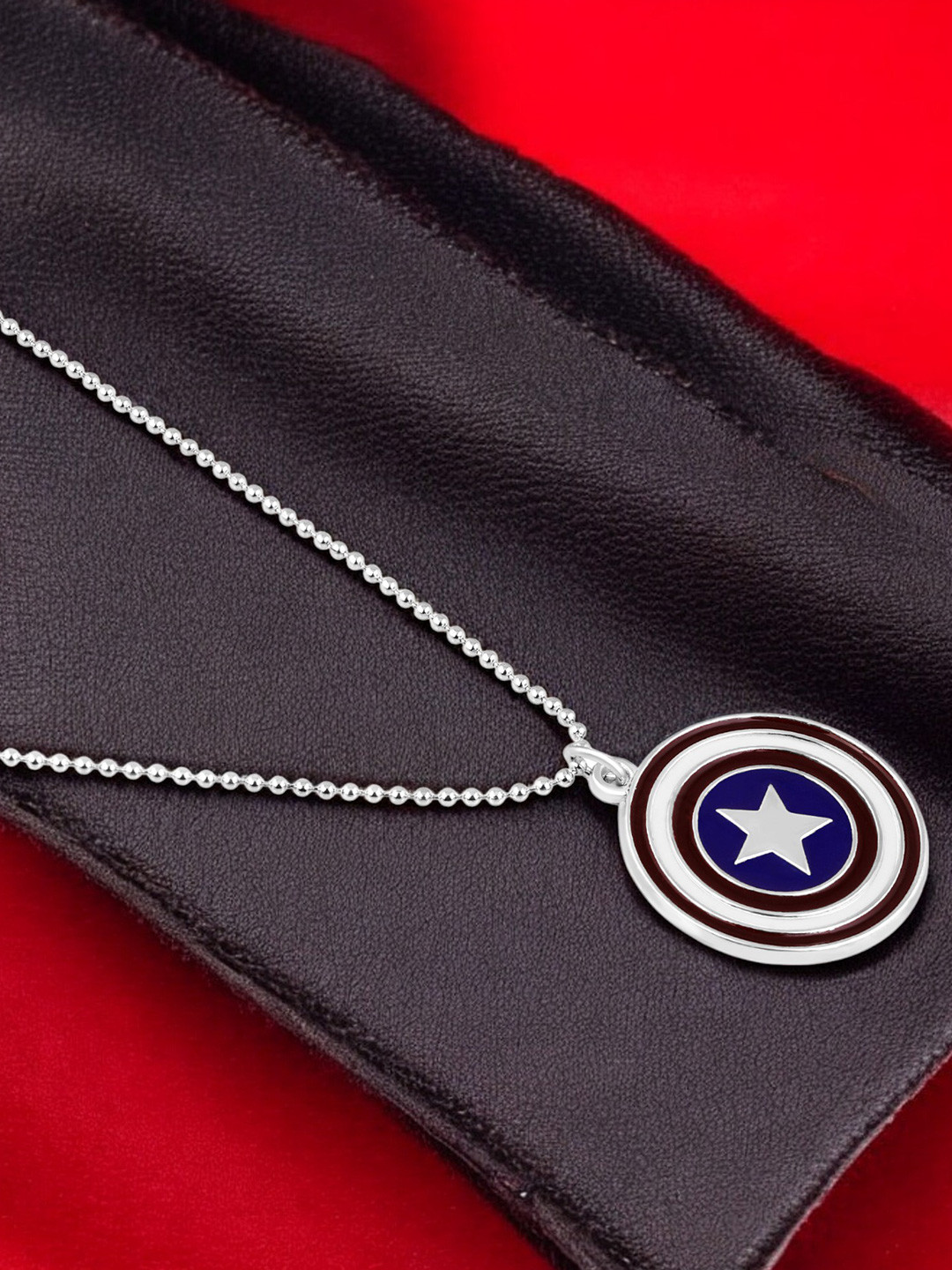 Mahi Rhodium-Plated Circular Pendants with Chains